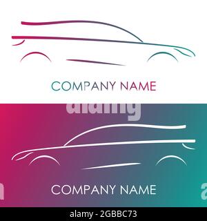 Silhouette car on white and multicolor background. Vector illustration. Stock Vector