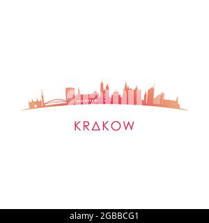 Krakow skyline silhouette. Vector design colorful illustration. Stock Vector