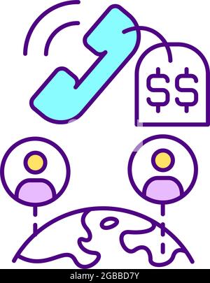 Expensive global call RGB color icon Stock Vector