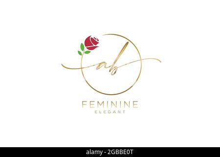 AB Feminine logo beauty monogram and elegant logo design, handwriting logo of initial signature, wedding, fashion, floral and botanical with creative Stock Vector
