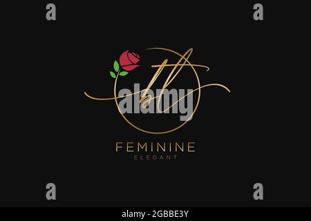 BT Feminine logo beauty monogram and elegant logo design, handwriting logo of initial signature, wedding, fashion, floral and botanical with creative Stock Vector