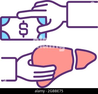 Forced organ trade RGB color icon Stock Vector