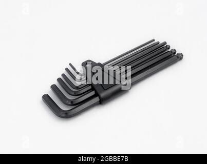 bicycle tool kit on an isolated white background Stock Photo