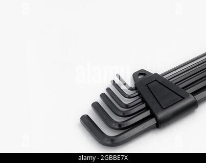 bicycle tool kit on an isolated white background Stock Photo