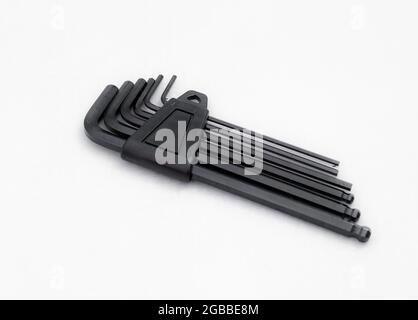 bicycle tool kit on an isolated white background Stock Photo