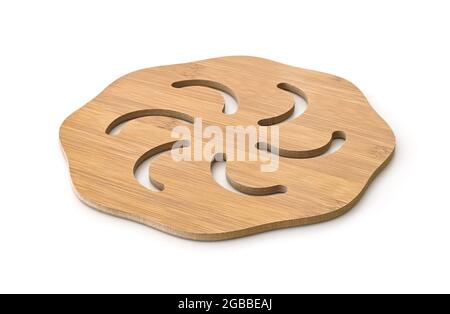 Bamboo trivet mat isolated on white Stock Photo
