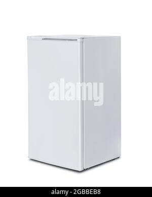 White single door upright refrigerator isolated on white Stock Photo