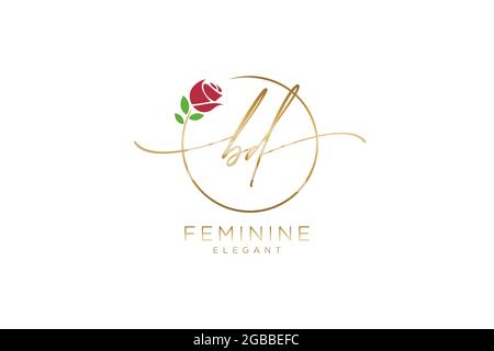 BD Feminine logo beauty monogram and elegant logo design, handwriting logo of initial signature, wedding, fashion, floral and botanical with creative Stock Vector