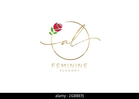 AL Feminine logo beauty monogram and elegant logo design, handwriting logo of initial signature, wedding, fashion, floral and botanical with creative Stock Vector