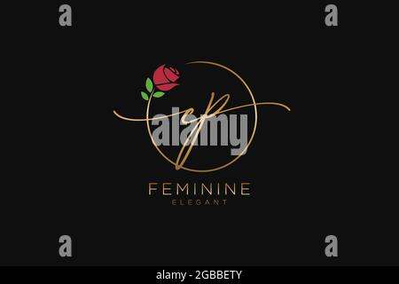 CP Feminine logo beauty monogram and elegant logo design, handwriting logo of initial signature, wedding, fashion, floral and botanical with creative Stock Vector