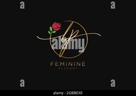 BP Feminine logo beauty monogram and elegant logo design, handwriting logo of initial signature, wedding, fashion, floral and botanical with creative Stock Vector
