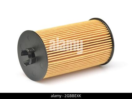 Car oil filter cartridge isolated on white Stock Photo