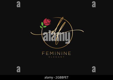 DF Feminine logo beauty monogram and elegant logo design, handwriting logo of initial signature, wedding, fashion, floral and botanical with creative Stock Vector