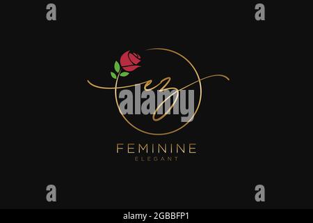 EZ Feminine logo beauty monogram and elegant logo design, handwriting logo of initial signature, wedding, fashion, floral and botanical with creative Stock Vector