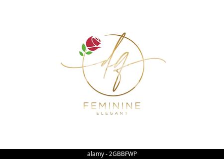 DQ Feminine logo beauty monogram and elegant logo design, handwriting logo of initial signature, wedding, fashion, floral and botanical with creative Stock Vector