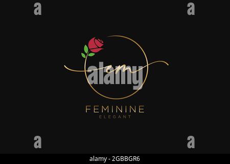 EM Feminine logo beauty monogram and elegant logo design, handwriting logo of initial signature, wedding, fashion, floral and botanical with creative Stock Vector