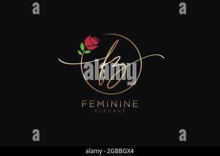 FZ Feminine logo beauty monogram and elegant logo design, handwriting logo of initial signature, wedding, fashion, floral and botanical with creative Stock Vector