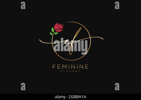 EF Feminine logo beauty monogram and elegant logo design, handwriting logo of initial signature, wedding, fashion, floral and botanical with creative Stock Vector