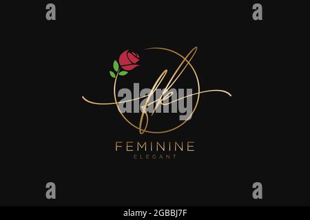 FK Feminine logo beauty monogram and elegant logo design, handwriting logo of initial signature, wedding, fashion, floral and botanical with creative Stock Vector
