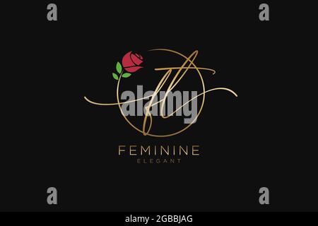 FT Feminine logo beauty monogram and elegant logo design, handwriting logo of initial signature, wedding, fashion, floral and botanical with creative Stock Vector