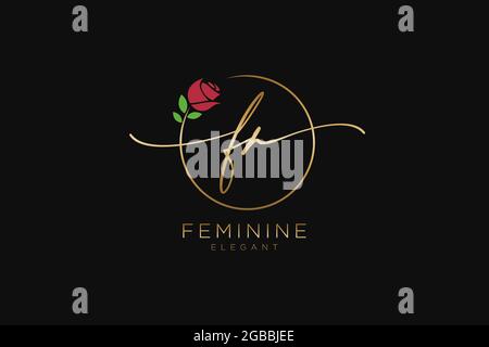 FR Feminine logo beauty monogram and elegant logo design, handwriting logo of initial signature, wedding, fashion, floral and botanical with creative Stock Vector
