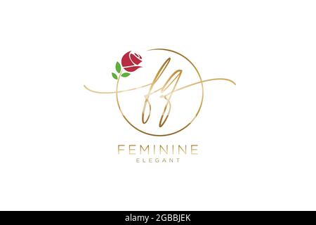 FQ Feminine logo beauty monogram and elegant logo design, handwriting logo of initial signature, wedding, fashion, floral and botanical with creative Stock Vector