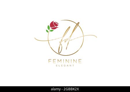 FD Feminine logo beauty monogram and elegant logo design, handwriting logo of initial signature, wedding, fashion, floral and botanical with creative Stock Vector