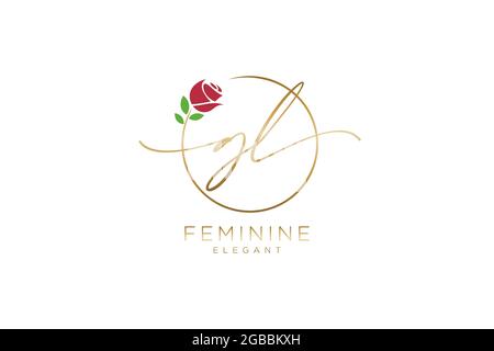 GL Feminine logo beauty monogram and elegant logo design, handwriting logo of initial signature, wedding, fashion, floral and botanical with creative Stock Vector