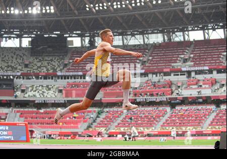 Max HESS (GER), action, athletics, men's triple jump, men's triple jump, on August 03, 2021 Olympic Summer Games 2020, from July 23. - 08.08.2021 in Tokyo/Japan. Stock Photo