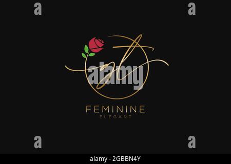 GT Feminine logo beauty monogram and elegant logo design, handwriting logo of initial signature, wedding, fashion, floral and botanical with creative Stock Vector