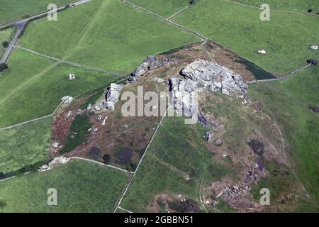 aerial view of Almscliffe Crag, a landmark rocky outcrop at Huby near Leeds Stock Photo