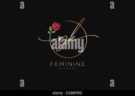 GK Feminine logo beauty monogram and elegant logo design, handwriting logo of initial signature, wedding, fashion, floral and botanical with creative Stock Vector