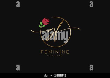 GF Feminine logo beauty monogram and elegant logo design, handwriting logo of initial signature, wedding, fashion, floral and botanical with creative Stock Vector