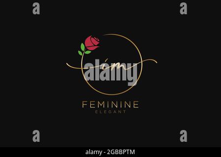 IM Feminine logo beauty monogram and elegant logo design, handwriting logo of initial signature, wedding, fashion, floral and botanical with creative Stock Vector