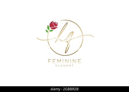 HQ Feminine logo beauty monogram and elegant logo design, handwriting logo of initial signature, wedding, fashion, floral and botanical with creative Stock Vector