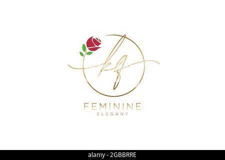 KQ Feminine logo beauty monogram and elegant logo design, handwriting logo of initial signature, wedding, fashion, floral and botanical with creative Stock Vector