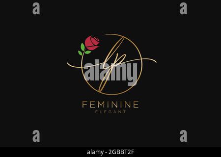 LP Feminine logo beauty monogram and elegant logo design, handwriting logo of initial signature, wedding, fashion, floral and botanical with creative Stock Vector