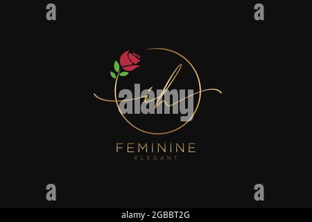 IH Feminine logo beauty monogram and elegant logo design, handwriting logo of initial signature, wedding, fashion, floral and botanical with creative Stock Vector