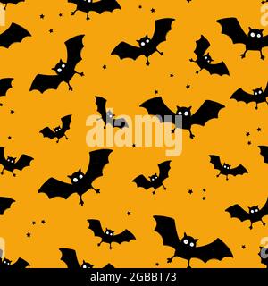 Cute hand drawn Halloween seamless pattern, spooky design, great for textiles, wrappers, cards, invitations, banners, wallpapers - vector design Stock Vector