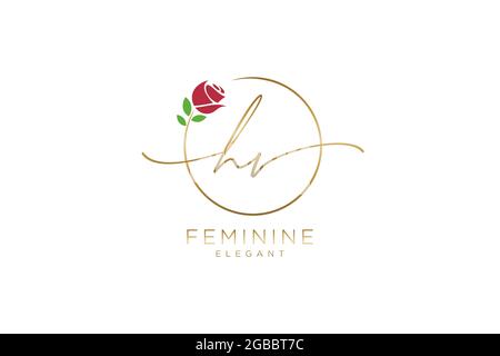 HV Feminine logo beauty monogram and elegant logo design, handwriting logo of initial signature, wedding, fashion, floral and botanical with creative Stock Vector