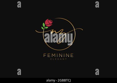 NZ Feminine logo beauty monogram and elegant logo design, handwriting logo of initial signature, wedding, fashion, floral and botanical with creative Stock Vector