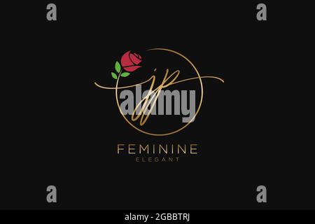 JP Feminine logo beauty monogram and elegant logo design, handwriting logo of initial signature, wedding, fashion, floral and botanical with creative Stock Vector