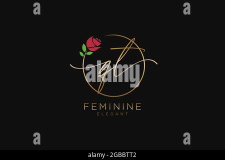 QT Feminine logo beauty monogram and elegant logo design, handwriting logo of initial signature, wedding, fashion, floral and botanical with creative Stock Vector