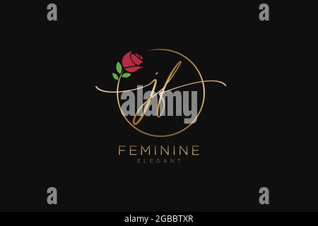 JF Feminine logo beauty monogram and elegant logo design, handwriting logo of initial signature, wedding, fashion, floral and botanical with creative Stock Vector
