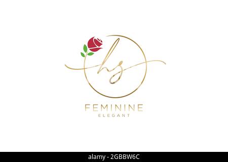 HS Feminine logo beauty monogram and elegant logo design, handwriting logo of initial signature, wedding, fashion, floral and botanical with creative Stock Vector