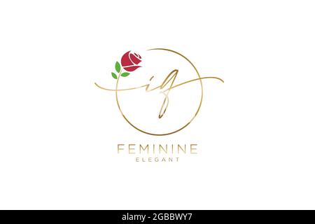IQ Feminine logo beauty monogram and elegant logo design, handwriting logo of initial signature, wedding, fashion, floral and botanical with creative Stock Vector