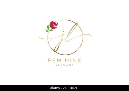 JL Feminine logo beauty monogram and elegant logo design, handwriting logo of initial signature, wedding, fashion, floral and botanical with creative Stock Vector