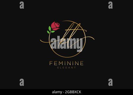 KT Feminine logo beauty monogram and elegant logo design, handwriting logo of initial signature, wedding, fashion, floral and botanical with creative Stock Vector