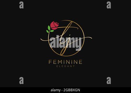 TJ Feminine logo beauty monogram and elegant logo design, handwriting logo of initial signature, wedding, fashion, floral and botanical with creative Stock Vector