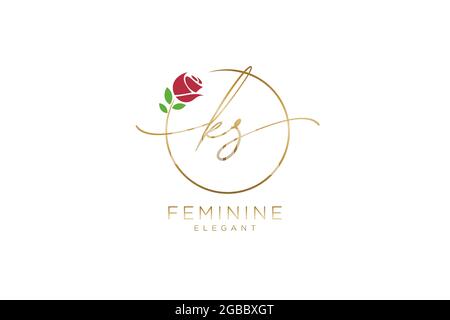 KS Feminine logo beauty monogram and elegant logo design, handwriting logo of initial signature, wedding, fashion, floral and botanical with creative Stock Vector